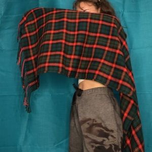 Super long plaid scarf.